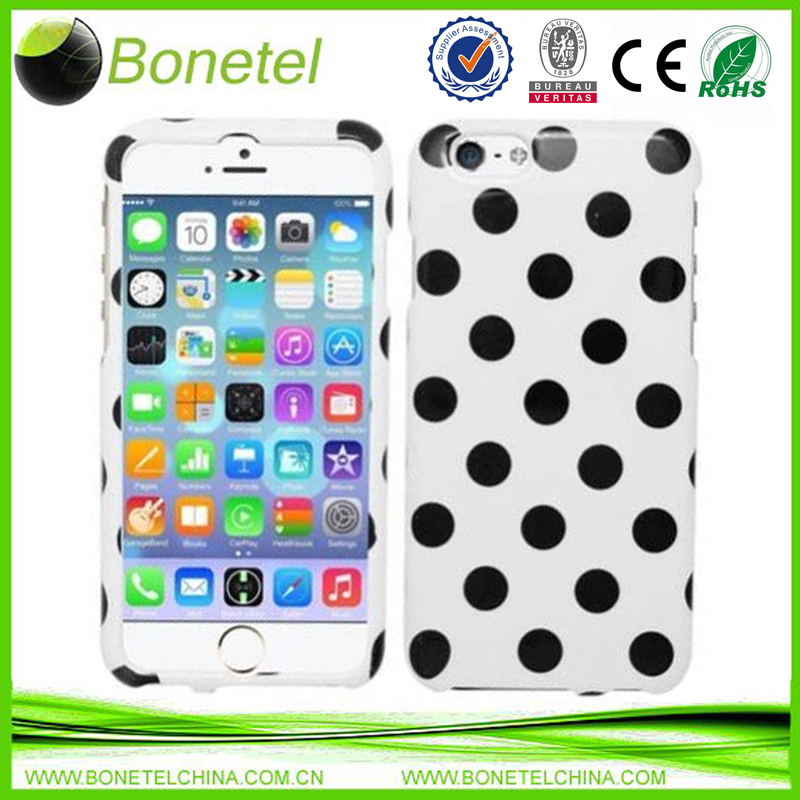 Black White Polka Dots Plastic Hard Cover Snap On Case for iPhone 6