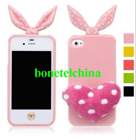 Cute Bunny Ribbonne Soft TPU Case for iPhone 4/4s
