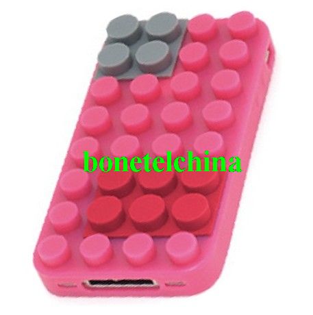 Sinra Block iPhone 4S Case Pink - Sinra Design Works Lego Blocks Stylish Silicone Cover Cases For iPhone 4S