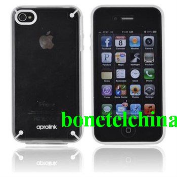 White Transparent Clear OEM Aprolink Fusion Dual Shell Hard Case, IPF-406-04 For Apple Iphone 4S 4