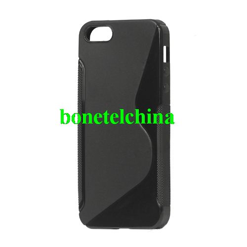 S Shape TPU Gel Case Cover for iPhone 5 - Black