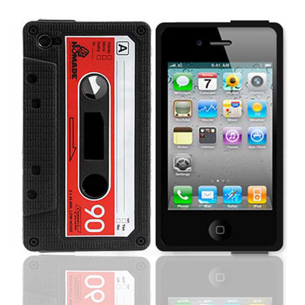 Caso clássico cassete fita de silicone para iPhone4/4s