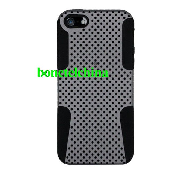 HHI Mesh Plate Duo Shield Case for iPhone 5 - Black/Grey
