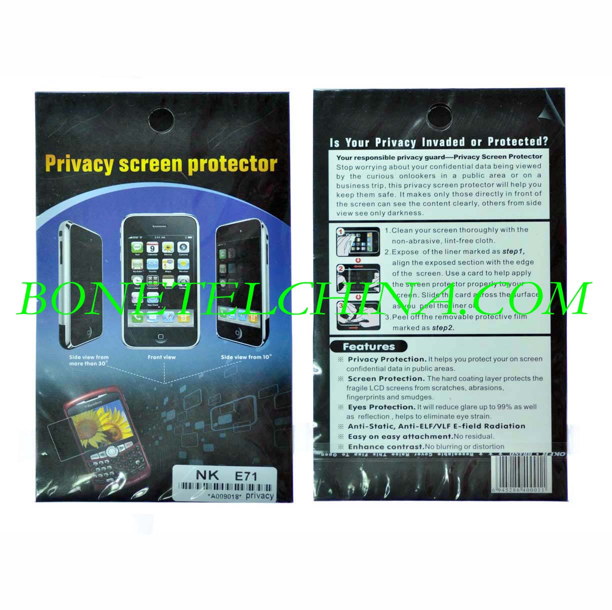 Privacidade protetor de tela para Nokia E71