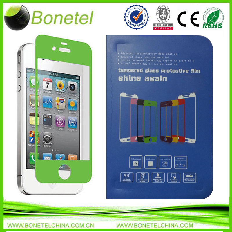 Colorful Explosion Proof Tempered Glass Film Screen Protector for iPhone iPhone 4 4S Green