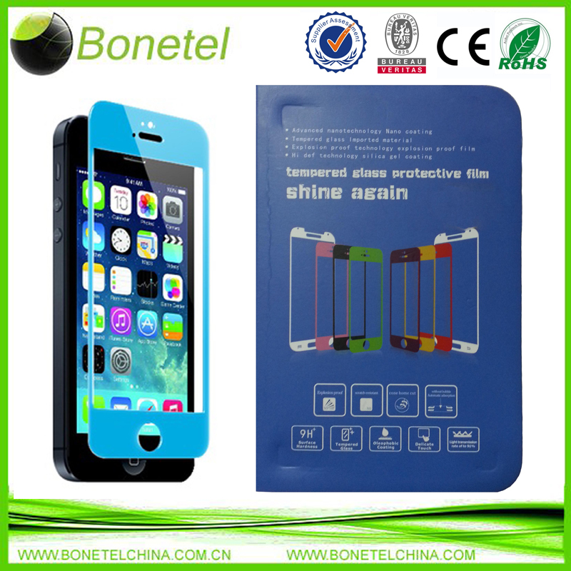 Colorful Explosion Proof Tempered Glass Film Screen Protector for iPhone  5S 5G Blue