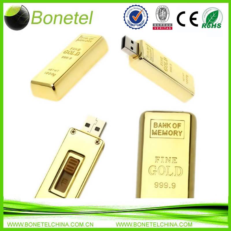 Golden Bar USB 2.0 Flash Drive Memory Drives 2GB/4G/8GB/16GB/32G
